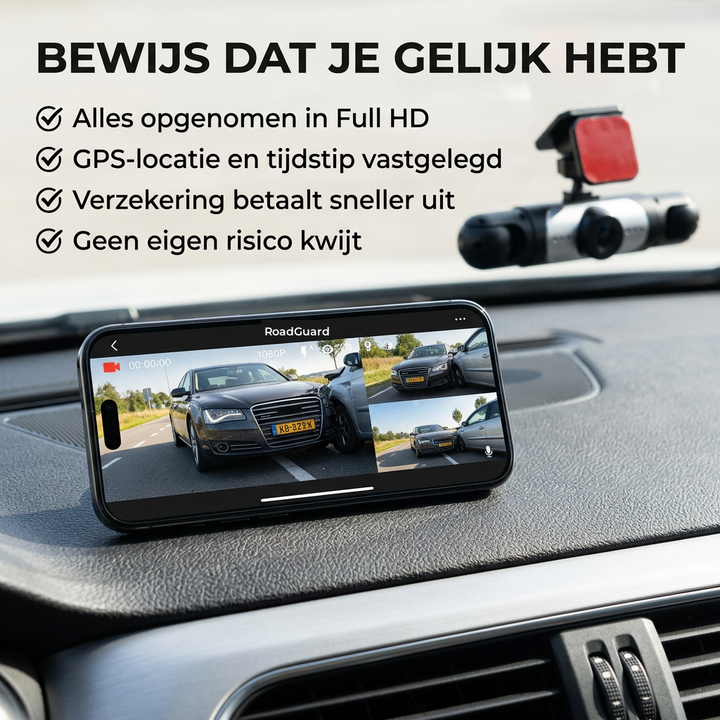 360° Dash Cam with 4 Cameras, GPS Timestamp and Night Vision