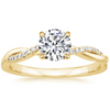 Round Brilliant Twisted Band Solitaire Engagement Ring with Pavé Diamond-Look Accents