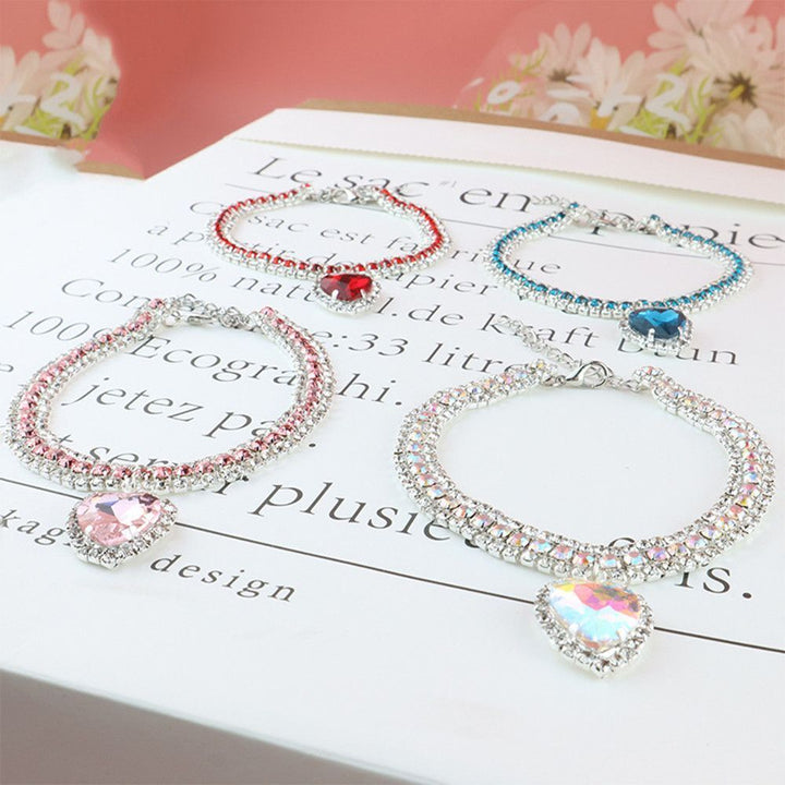 Luxury Cat | Luxury Crystal Cat Collar with Reflective Gem Heart Pendant