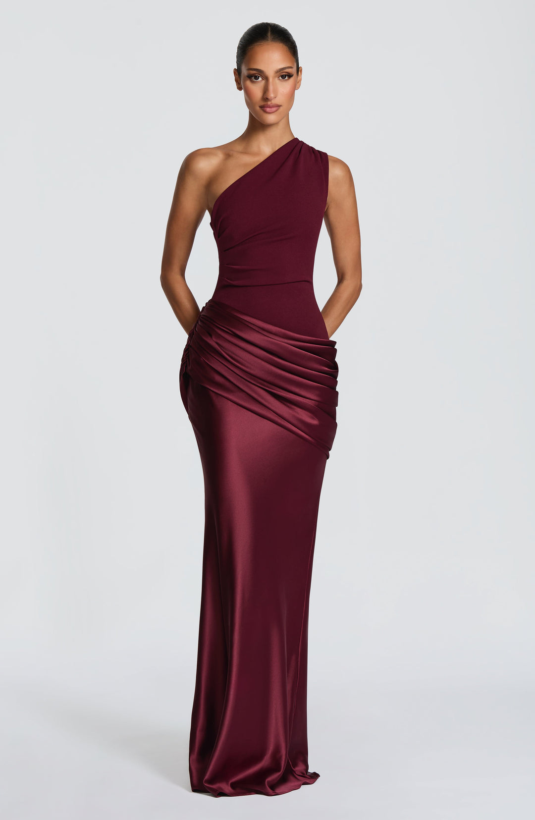 Abbey One-Shoulder Satin Maxi Dress
