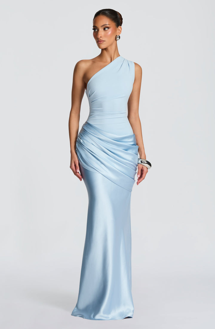 Abbey One-Shoulder Satin Maxi Dress