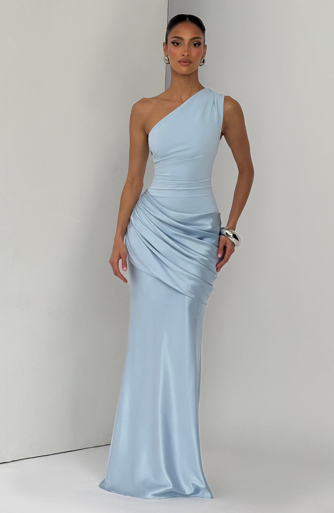 Abbey One-Shoulder Satin Maxi Dress