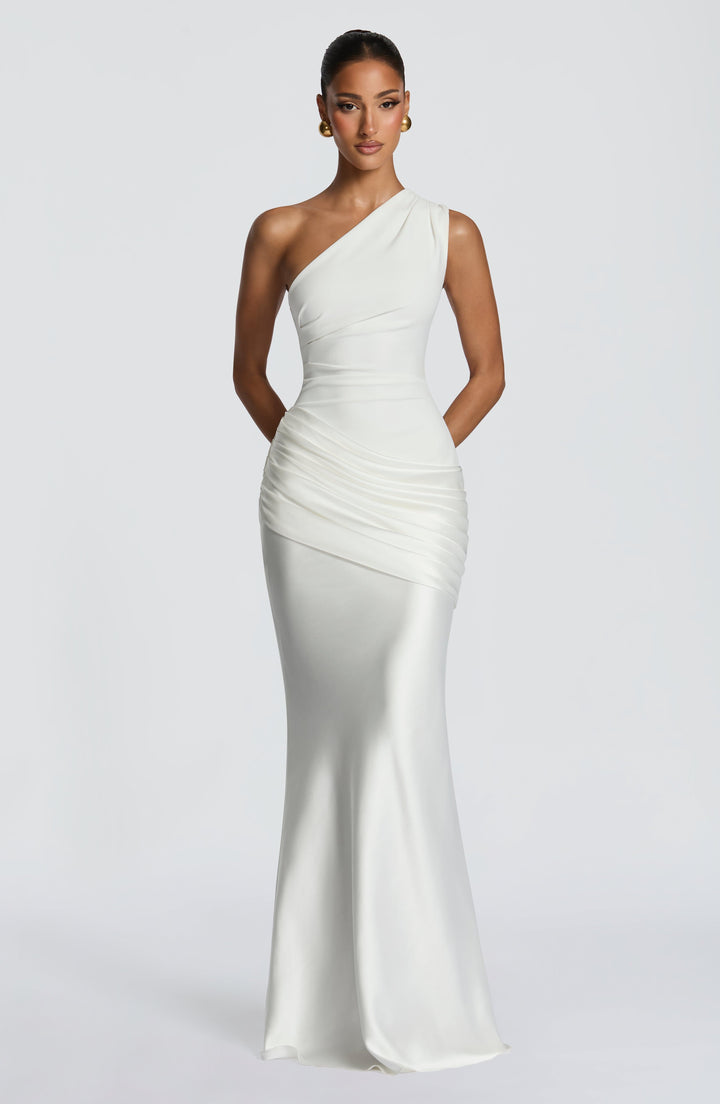 Abbey One-Shoulder Satin Maxi Dress