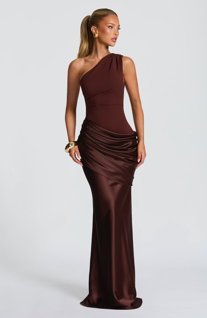 Abbey One-Shoulder Satin Maxi Dress