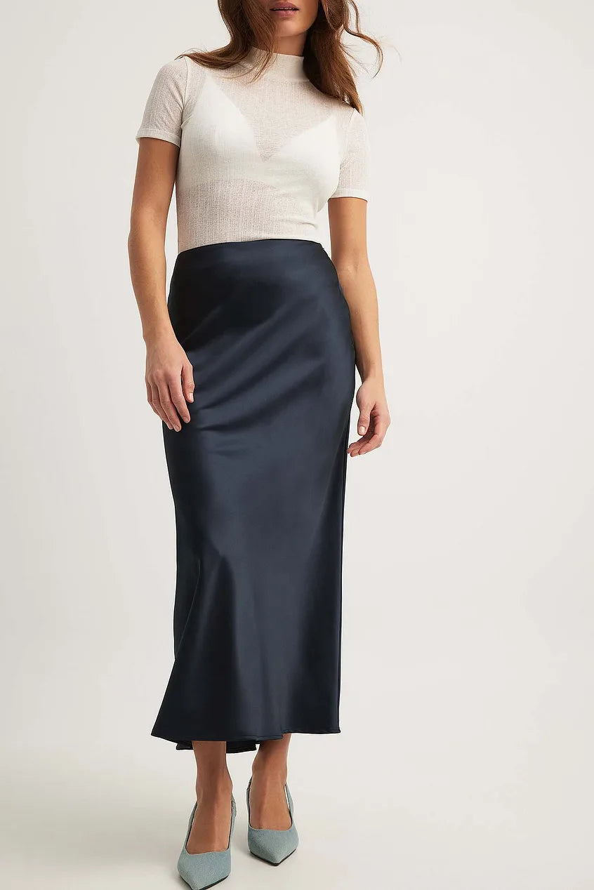 High-Waisted Satin Skirt – Leona