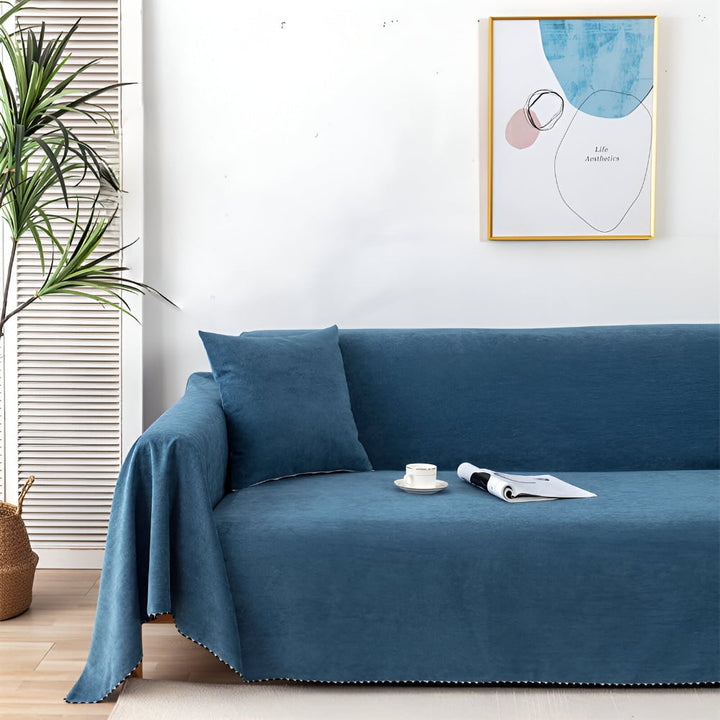Sofa Throw Blanket Waterproof Water-Resistant Couch Cover with Scalloped Edge Machine Washable