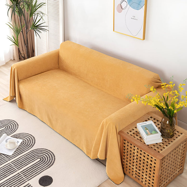Sofa Throw Blanket Waterproof Water-Resistant Couch Cover with Scalloped Edge Machine Washable
