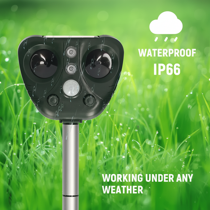 Solar Ultrasonic Animal Repeller with Motion Sensor and LED Indicator