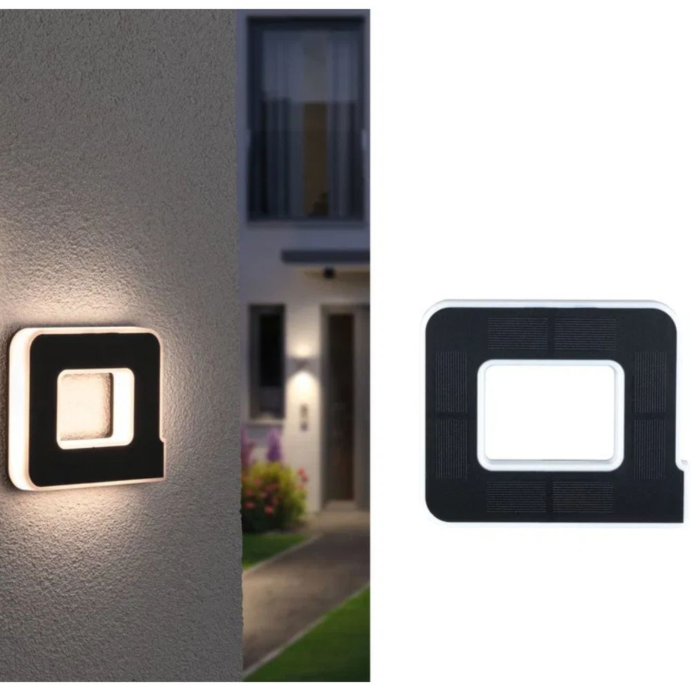 Solar-lit house number with LED and dusk sensor
