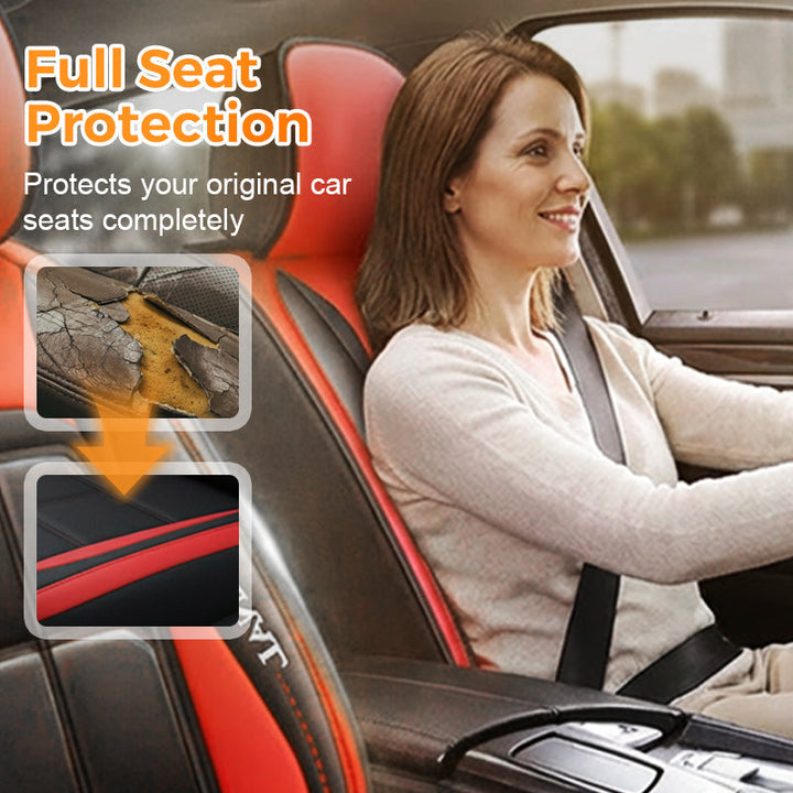 Car Front Seat Covers, 2-Piece PU Leather Set with Universal Fit