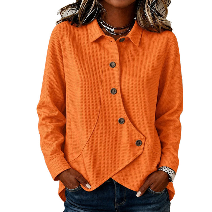 Women's Jumper with Button Placket and Asymmetric Hem