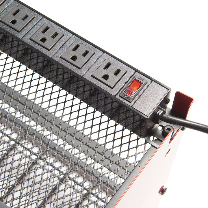 Surge Protected Power Strip Tool Organizer Wall Mounted Metal Eight Outlet Rack