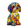Table Lamp Animal Dog Stained Glass Mosaic Resin Illuminated Night Light