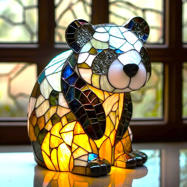 Animal Table Lamp with Stained Glass Mosaic Design and Decorative Light
