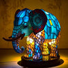 Animal Table Lamp with Stained Glass Mosaic Design and Decorative Light