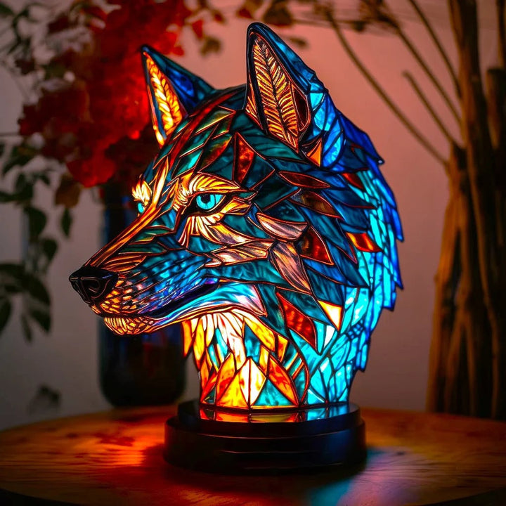 Animal Table Lamp with Stained Glass Mosaic Design and Decorative Light