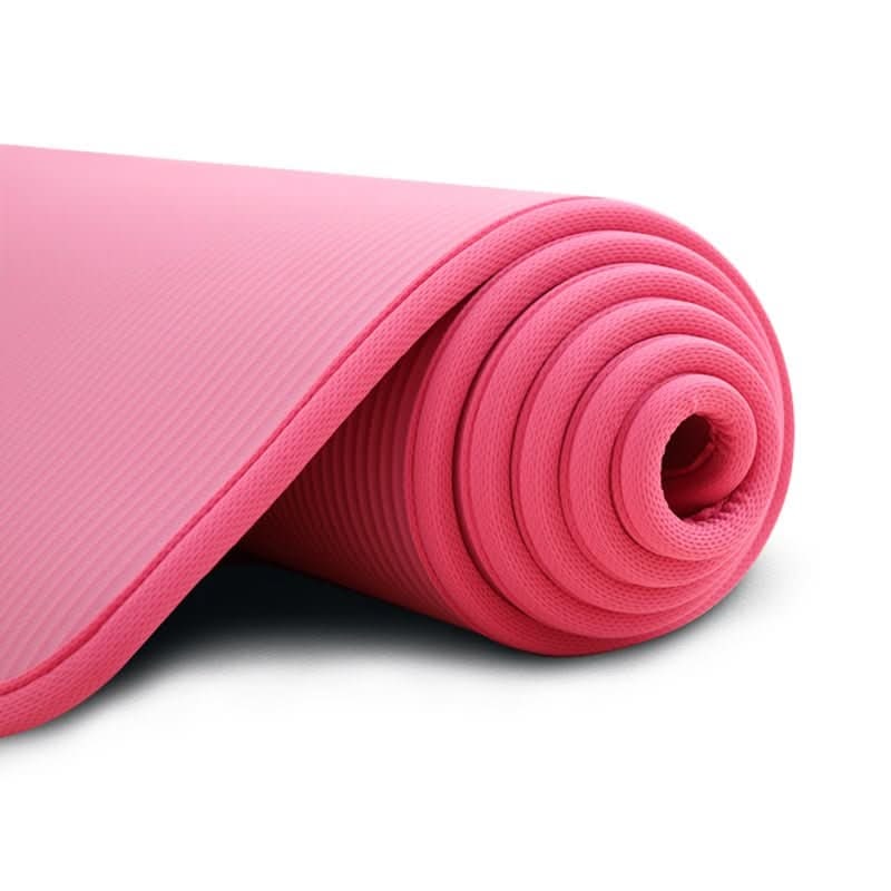 Thick Non-Slip Yoga Mat with Ribbed Surface and Fabric Border 10mm Cushioned Exercise