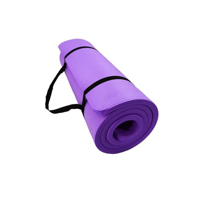 Thick Non-Slip Yoga Mat Exercise with Carrying Strap Ribbed Foam Fitness