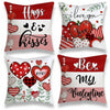 Throw Pillow Covers Decorative Cushion Set of 4 Valentine Heart Print Square