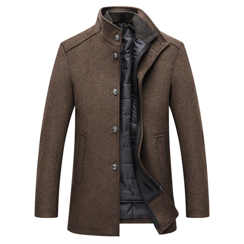 Wool Windproof Striped Men's Coat - Logan