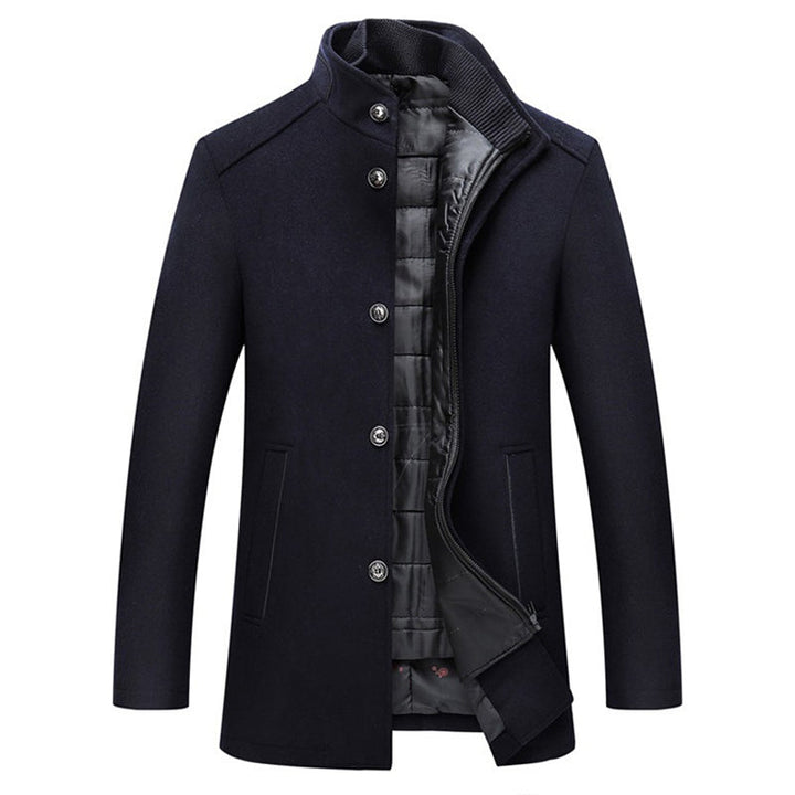 Wool Windproof Striped Men's Coat - Logan