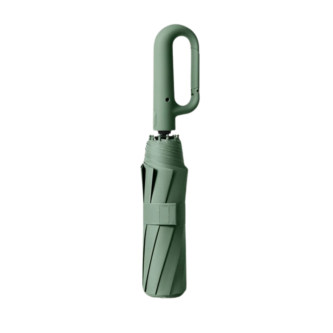 Travel Folding Umbrella with Carabiner Clip Compact Portable Wind Resistant Uv Protection