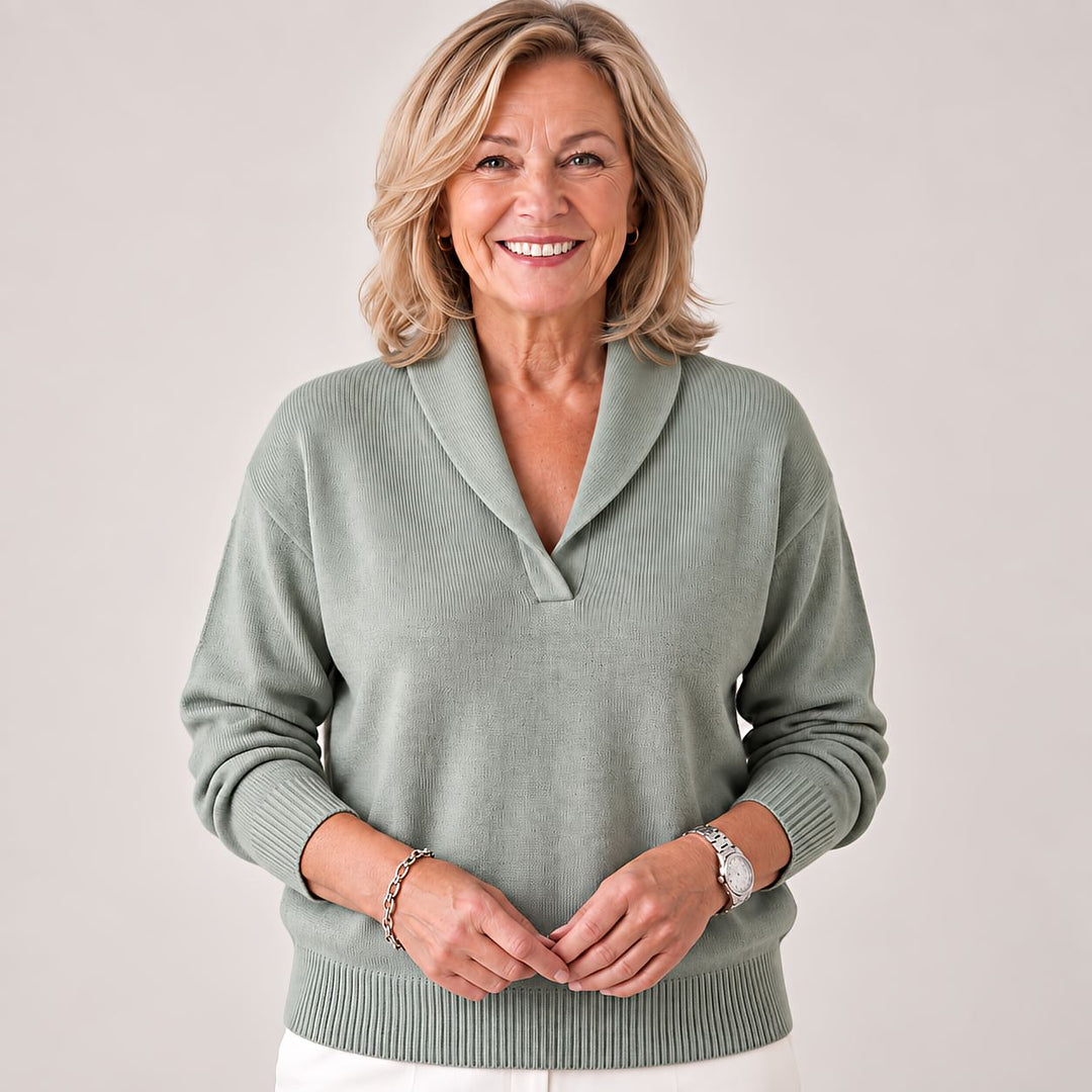 Soft Women's Jumper with Shawl Collar and Long Sleeves