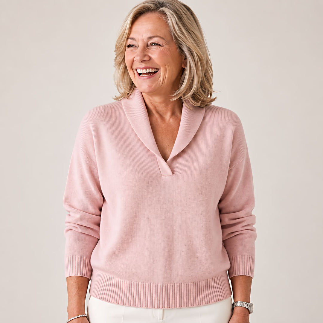 Soft Women's Jumper with Shawl Collar and Long Sleeves