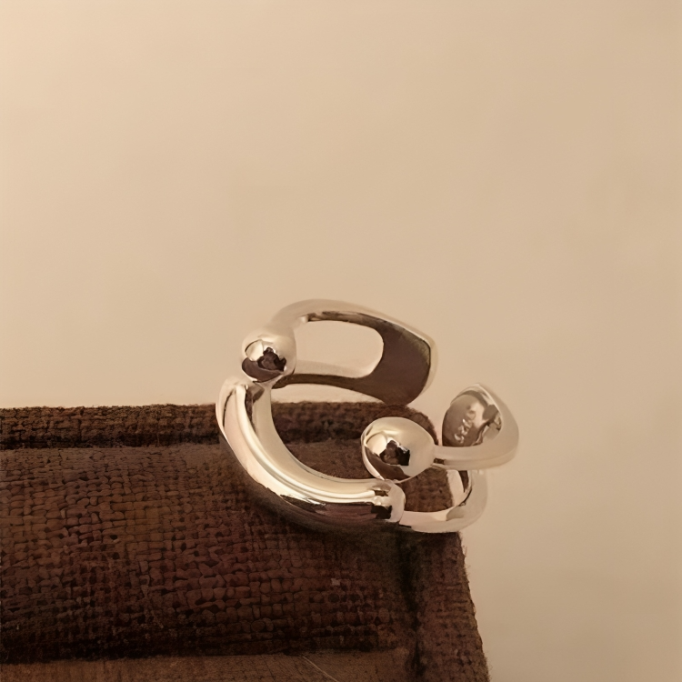 Smiley adjustable ring - minimalist, stackable statement ring