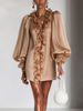 Elegant Mini Dress with Ruffles, Puff Sleeves and Subtle Shimmer