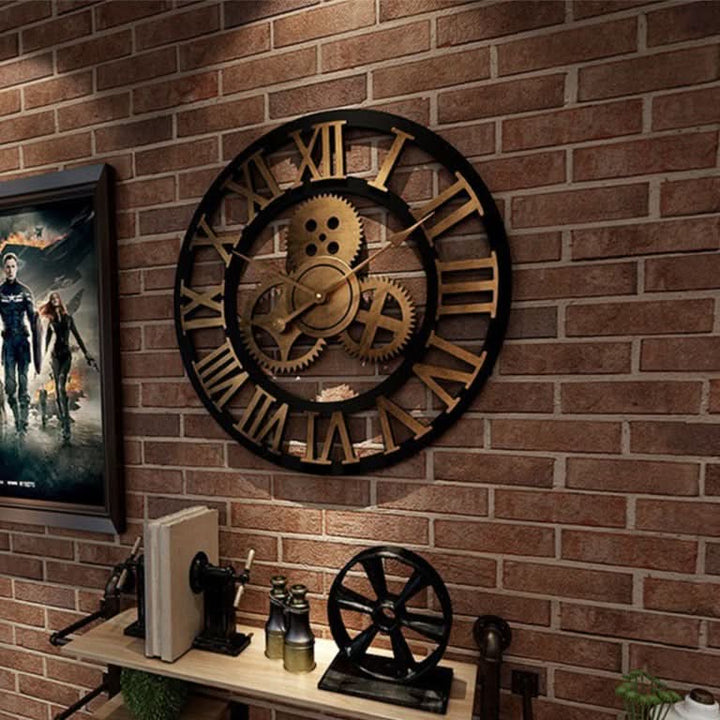 Aurex Industrial-Style Timeless Wall Clock, an Eye-Catcher for Living Room, Office and Bar