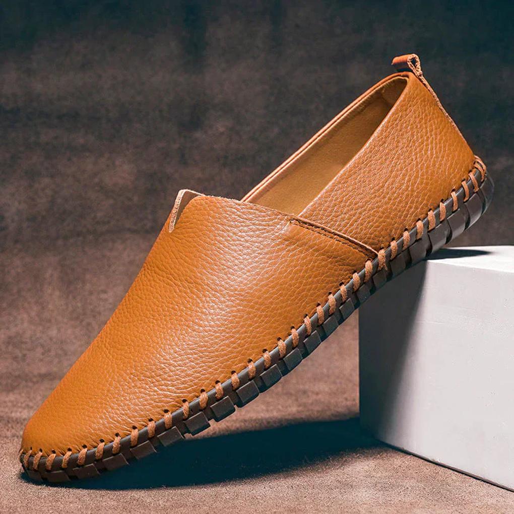 Elegant Loafers Matte Genuine Leather Slip Ons