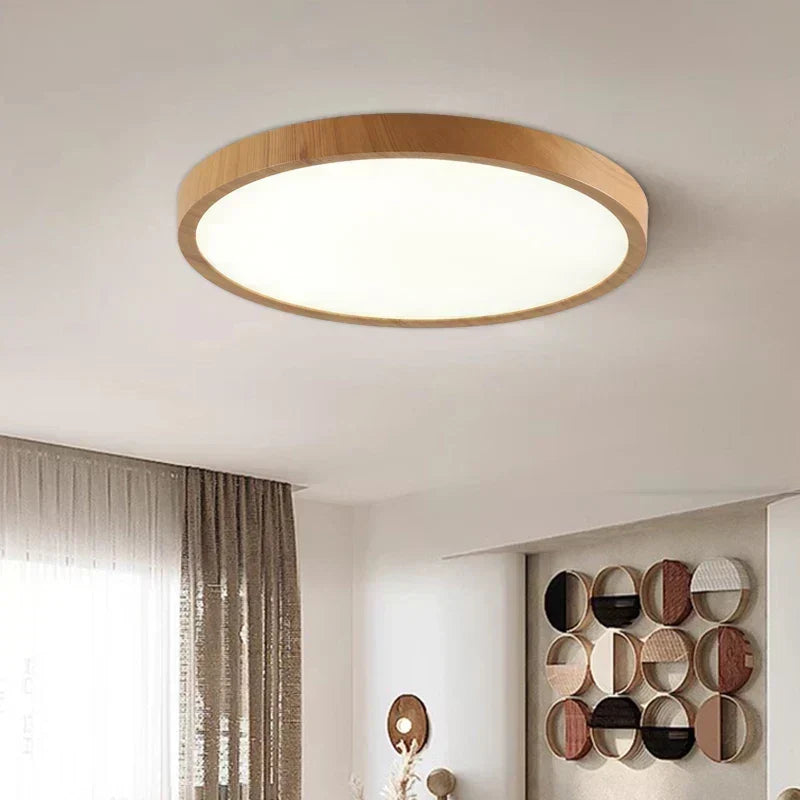 Ultra-Thin Round Walnut Wood Ceiling Light for Elegant, Modern Spaces