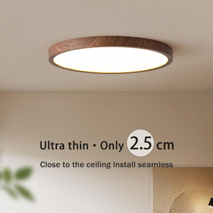 Ultra-Thin Round Walnut Wood Ceiling Light for Elegant, Modern Spaces