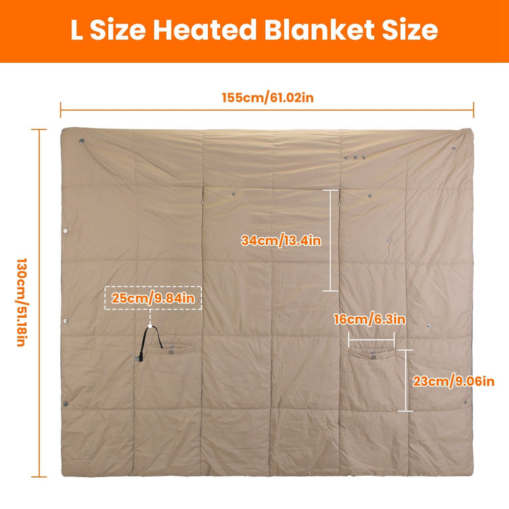 USB Wearable Heated Blanket with Zipper Armholes Dual Controls and 6 Heating Zones