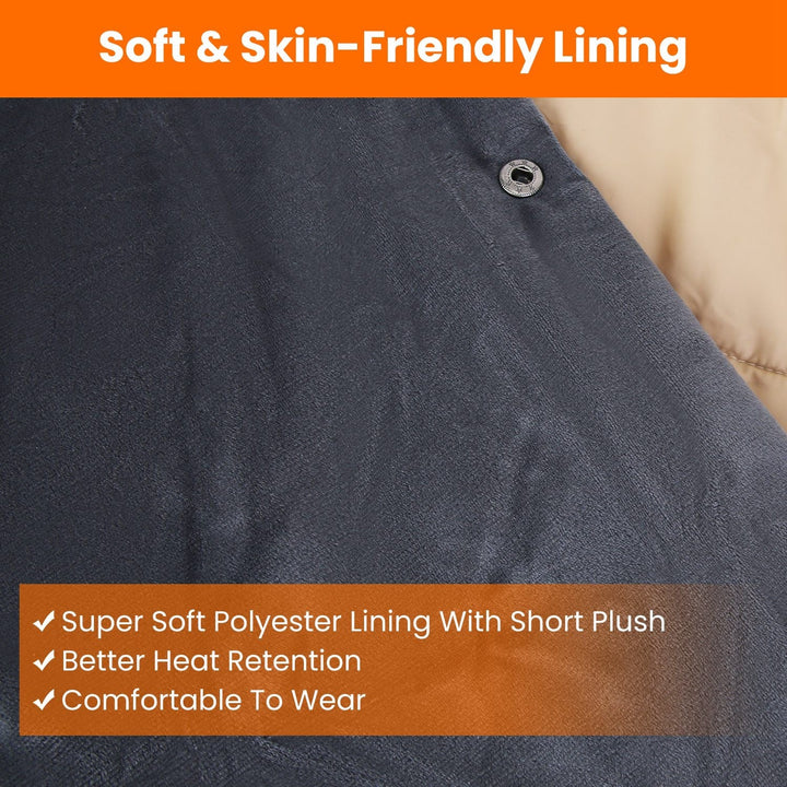 USB Wearable Heated Blanket with Zipper Armholes Dual Controls and 6 Heating Zones