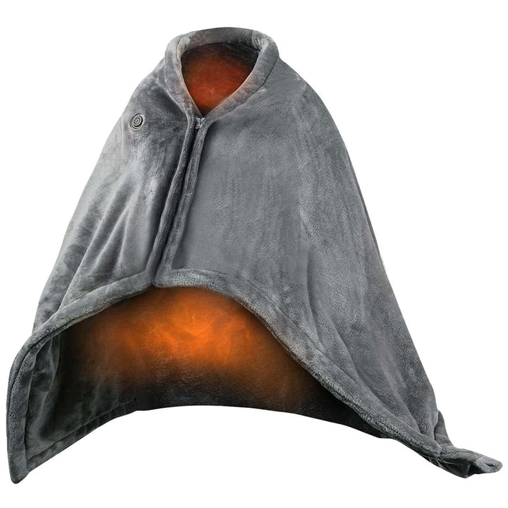 USB Wearable Heated Blanket with Zipper Fleece Throw Wrap and Electric Shawl 59x31in