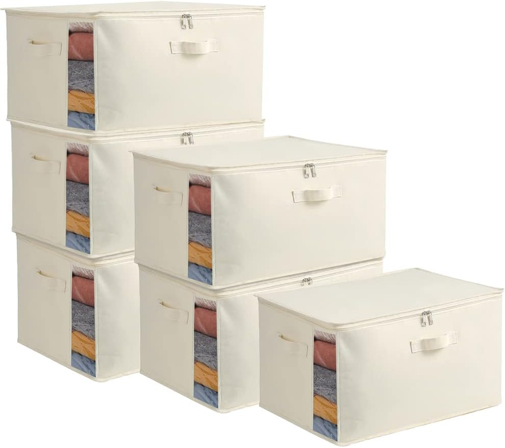 Canvas Clothing Organiser – Storage Bag with Double Zip and Handles with Viewing Window
