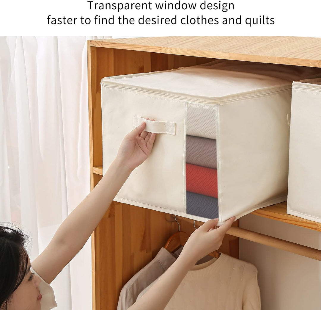 Canvas Clothing Organiser – Storage Bag with Double Zip and Handles with Viewing Window