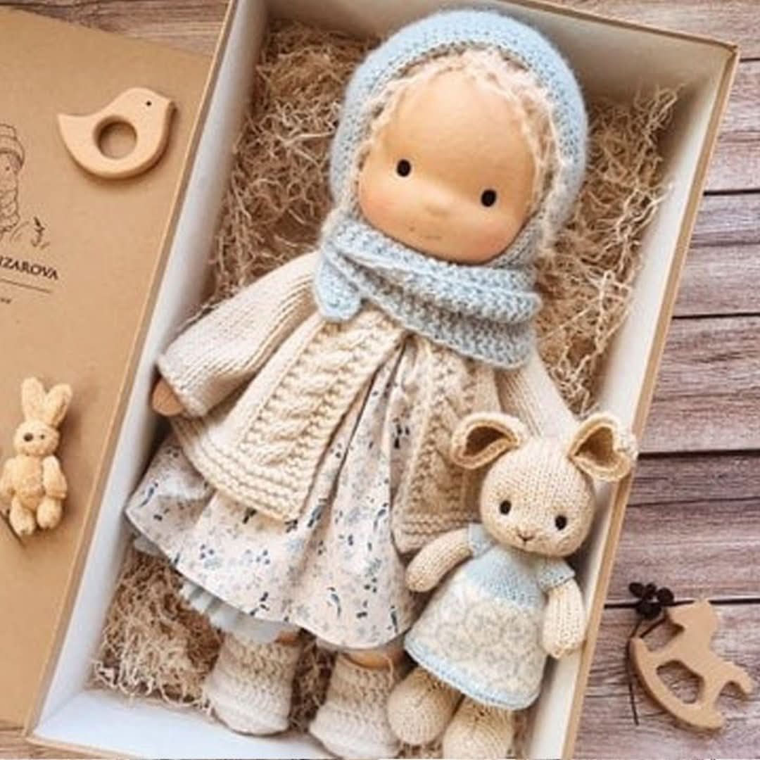 Handmade Waldorf Doll Made of Natural Materials – 30 cm