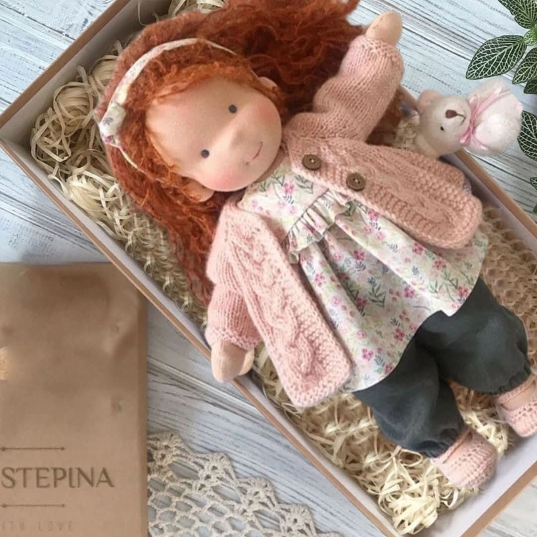 Handmade Waldorf Doll Made of Natural Materials – 30 cm