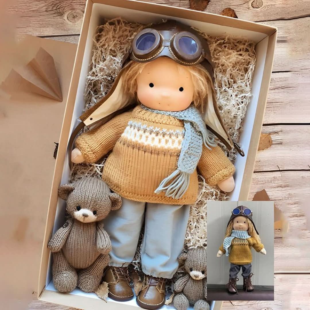 Handmade Waldorf Doll Made of Natural Materials – 30 cm
