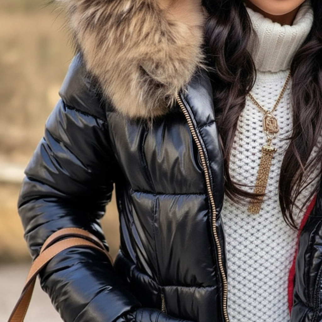 Women's Thick Lined Winter Jacket with Hood, Wind- and Water-Repellent.