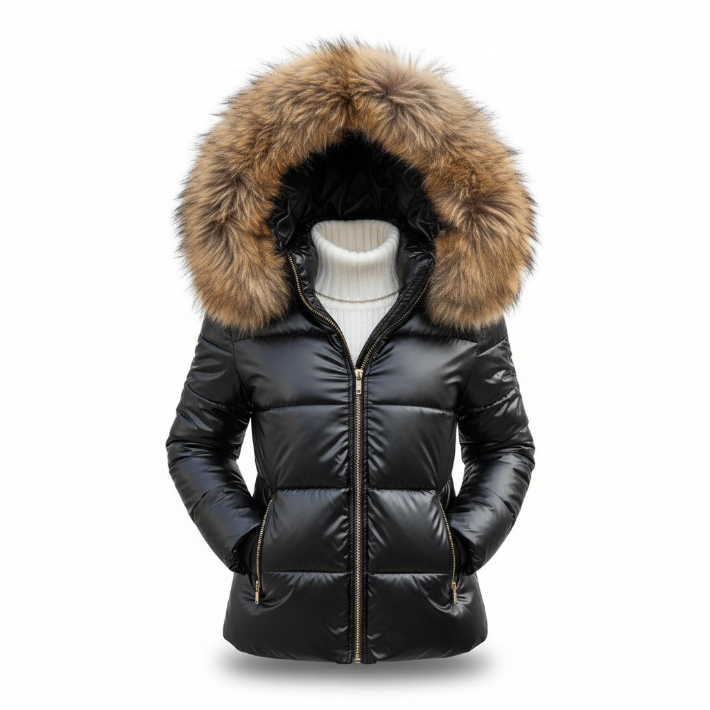 Women's Thick Lined Winter Jacket with Hood, Wind- and Water-Repellent.