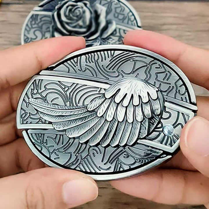 Oval Belt Buckle with Bull Skull and Hidden Knife