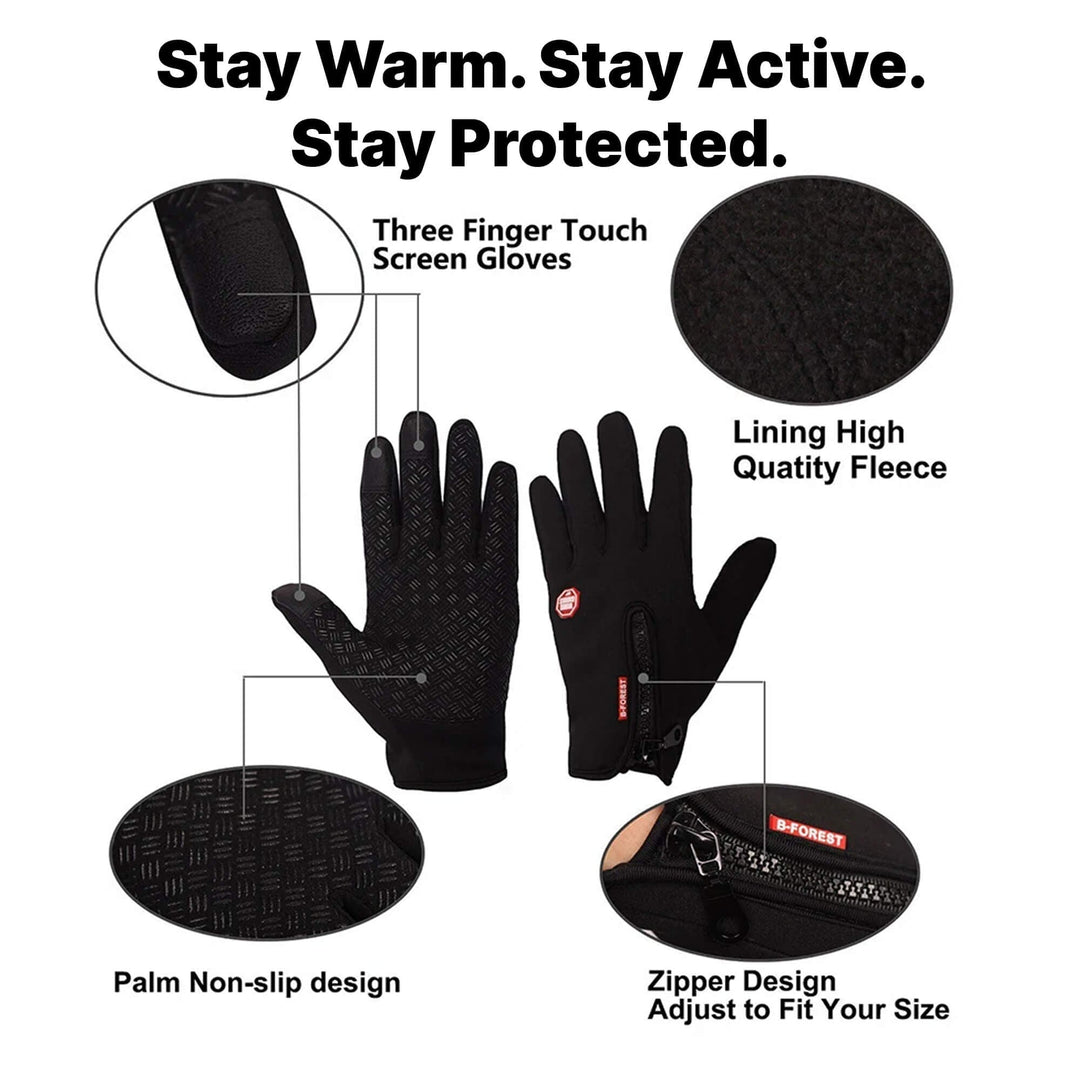 Winter Cycling Gloves Waterproof with Touchscreen Fingertips and Fleece Lining