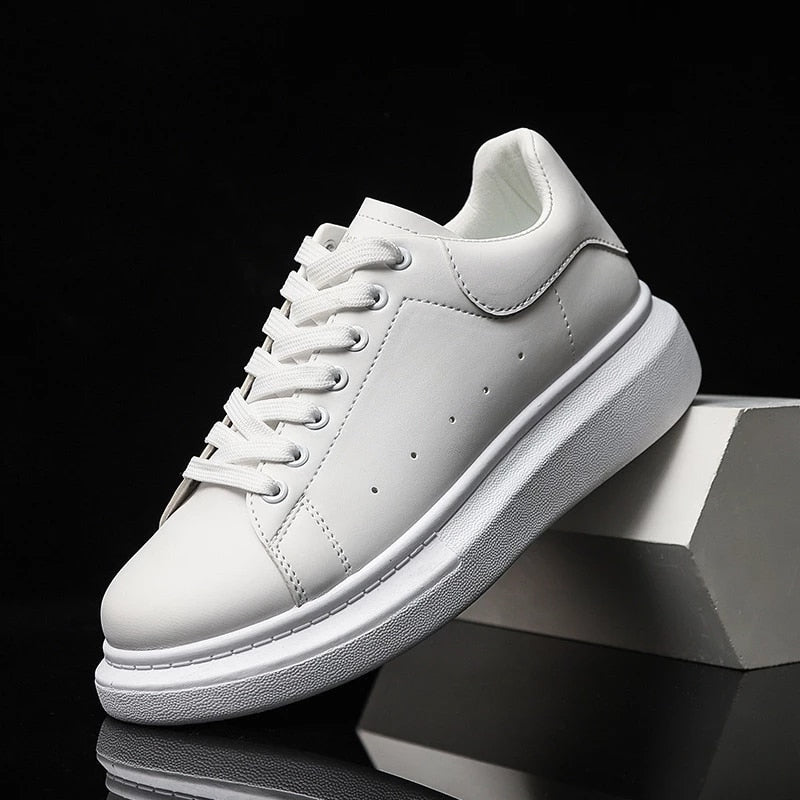 White Men's Sneakers | Thick, Comfortable Sole | Timeless Design
