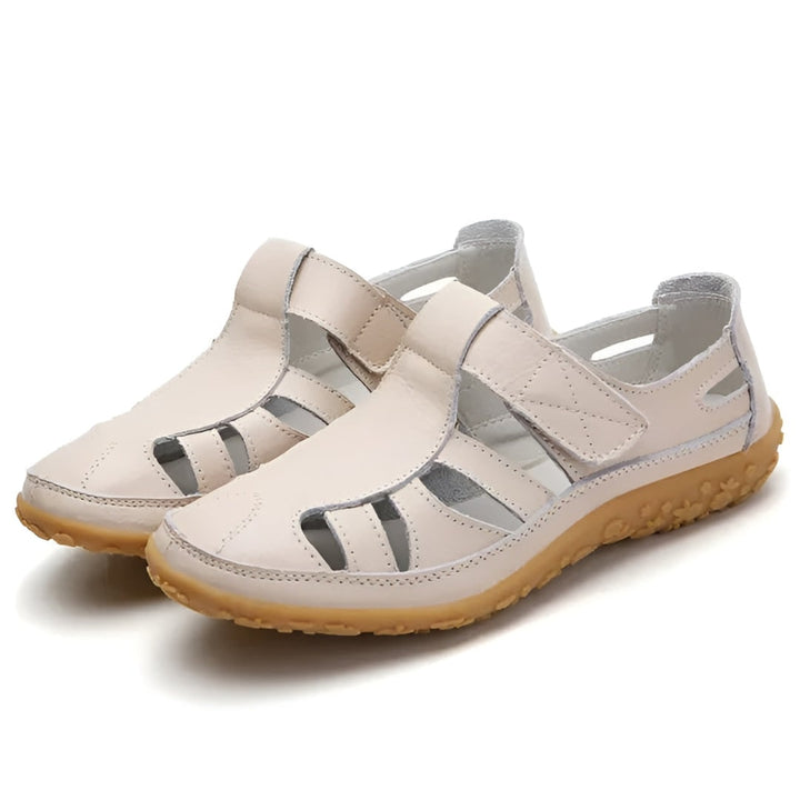 Women's Comfortable Closed Toe Cutout Sandals with Straps Walking Flat Heel Summer