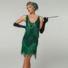 Women's Halloween Flapper Dress Roaring 20s Outfit with Sequin and Fringe for 1920s Party Costume