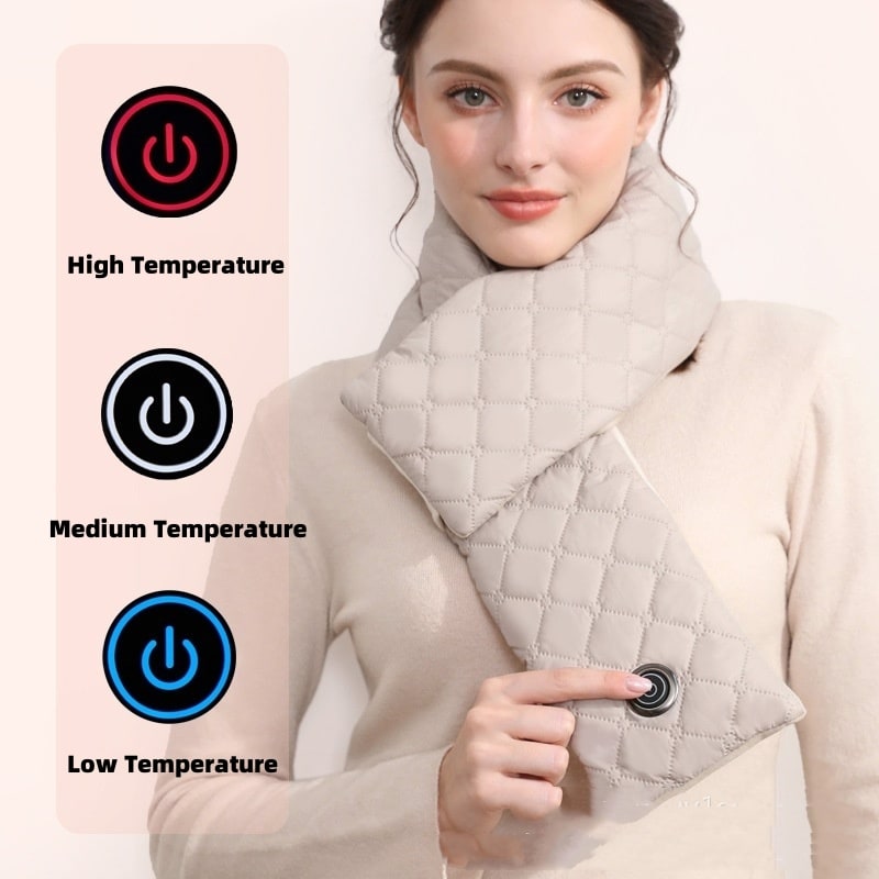 Women's Heated Quilted Neck Scarf Warmer with Three Temperature Settings